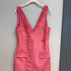 Anthropologie Pink V-Neck Mini Dress